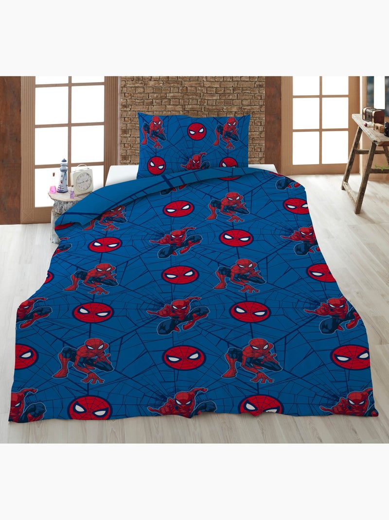 Copripiumino Spider-Man Marvel 140x200cm + Federa 65x65cm – Azione New York – Policotone – Licenza U Nero Blu - Kiabi