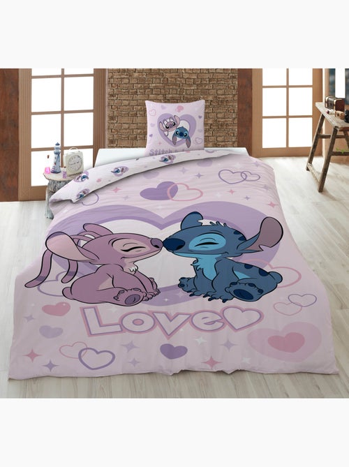 Copripiumino stitch e angel love licenza ufficiale disney 220x240cm + federe 65x65cm - Kiabi Copripiumino stitch e angel love licenza ufficiale disney 220x240cm + federe 65x65cm - Kiabi