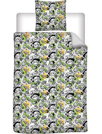 Copripiumino Tartarughe Ninja TMNT 140x200cm + Federa 65x65cm – 4 Tartarughe New York – Policotone –
