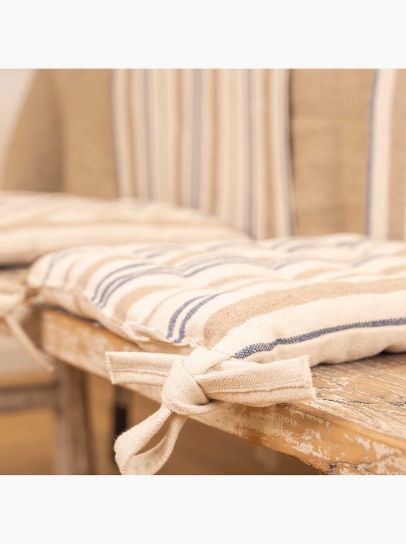 Coprisedia trapuntato a righe in tessuto canvas Blu scuro - Kiabi