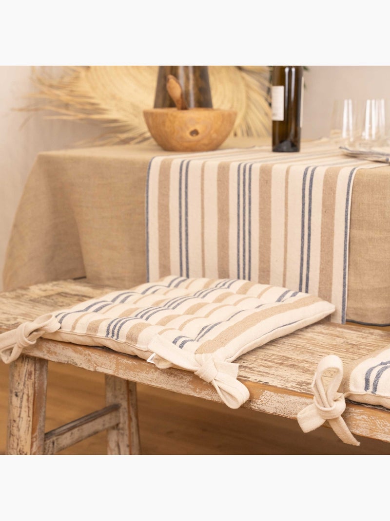 Coprisedia trapuntato a righe in tessuto canvas Blu scuro - Kiabi