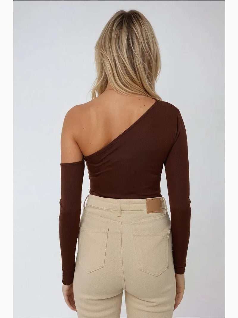 Corpo drappeggiato con colletto asimmetrico hiccup Marrone - Kiabi