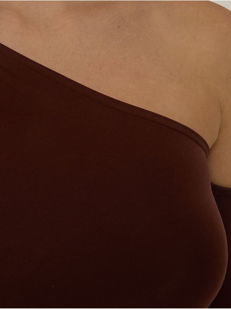 Corpo drappeggiato con colletto asimmetrico Marrone - Kiabi