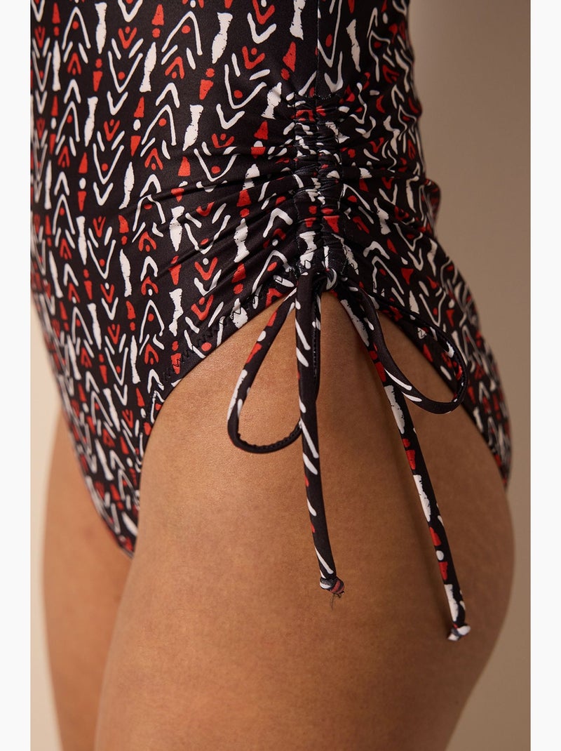 Corus costume intero senza spalline con ferretto penti Nero Rosso Bianco - Kiabi