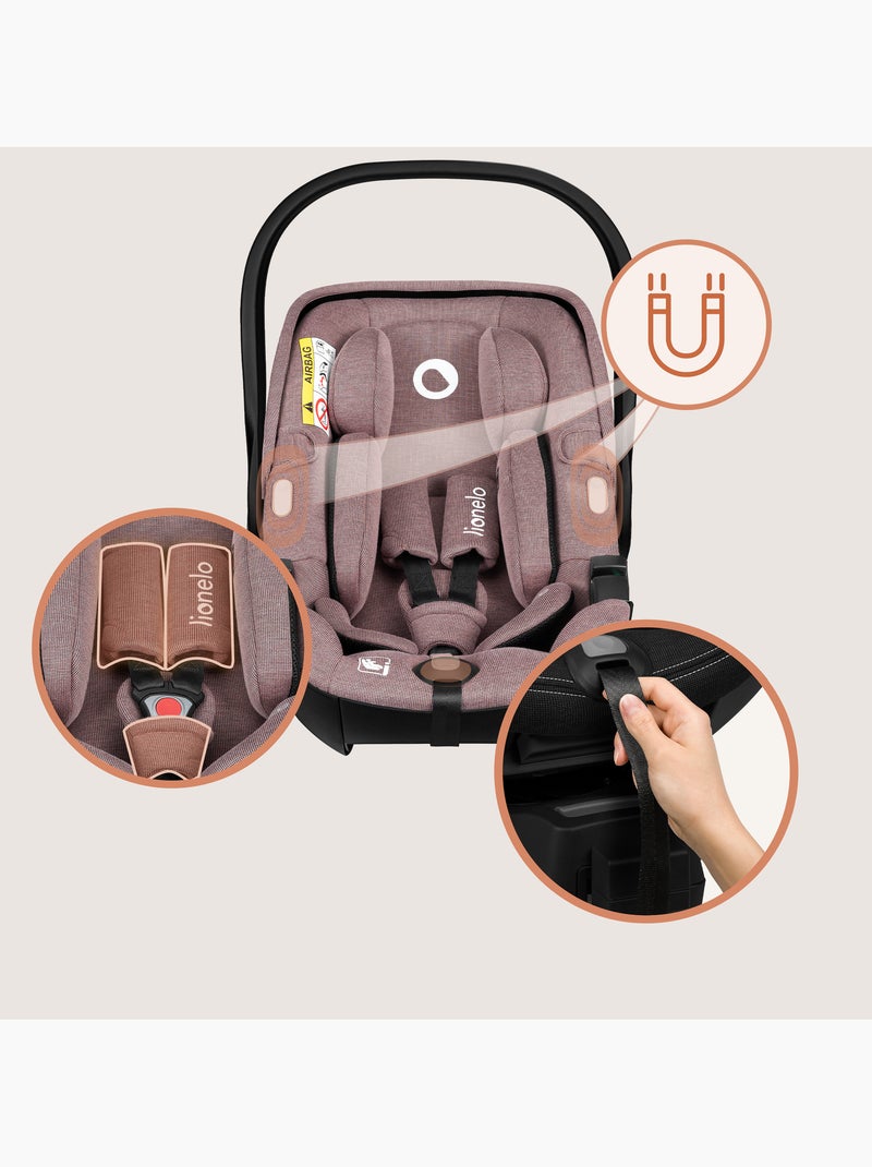 Cosi 360° ISOFIX LIONELO Moxie i-Size Set - Leggero - 40-87 cm - Tessuto di bambù naturale Rosa - Kiabi