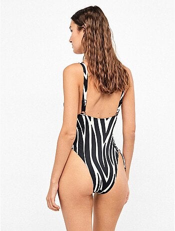 Costume con scollo profondo stampa animalier zebra