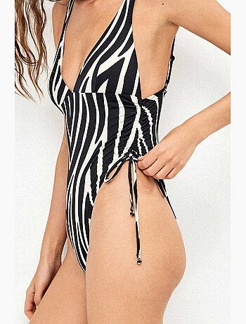 Costume con scollo profondo stampa animalier zebra