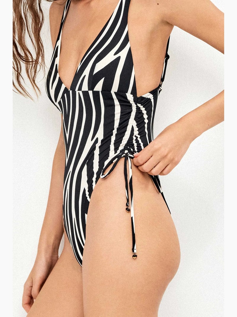 Costume con scollo profondo stampa animalier zebra Multicolore - Kiabi
