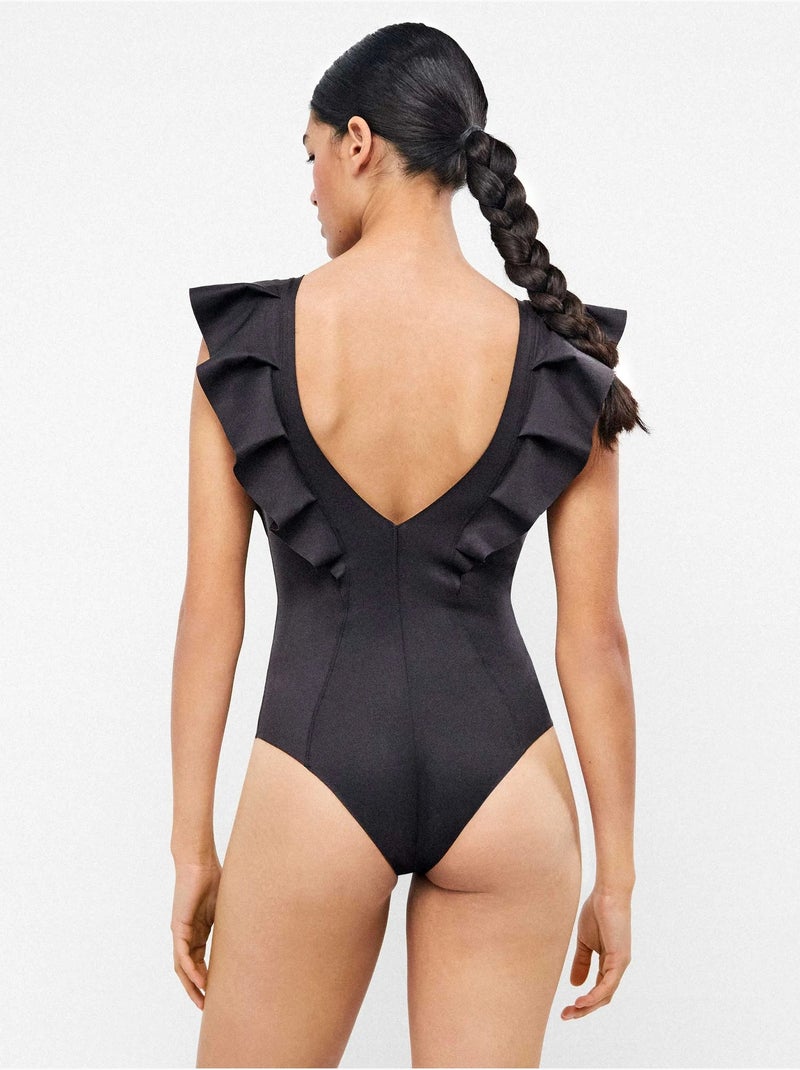 Costume con volants on top swim party edition Nero - Kiabi
