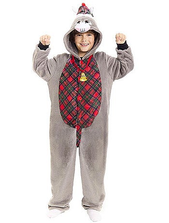 Costume da asinello natalizio scozzese con cappuccio
