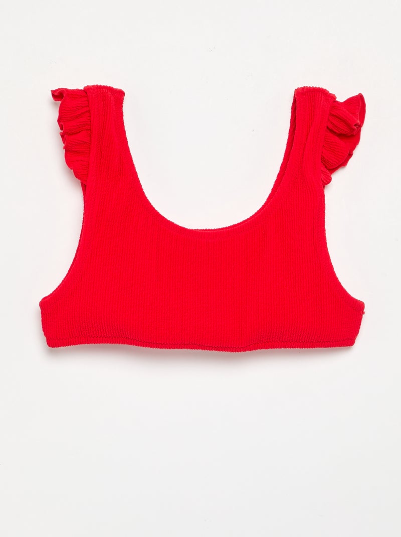 Costume da bagno 2 pezzi con volant Rosso - Kiabi