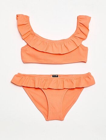 Costume da bagno a balze in maglia - 2 pezzi