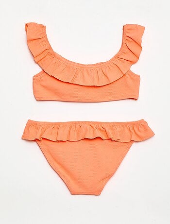 Costume da bagno a balze in maglia - 2 pezzi