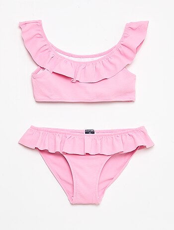 Costume da bagno a balze in maglia - 2 pezzi