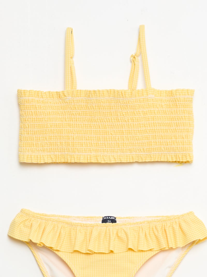 Costume da bagno a fantasia + volant - 2 pezzi Giallo - Kiabi