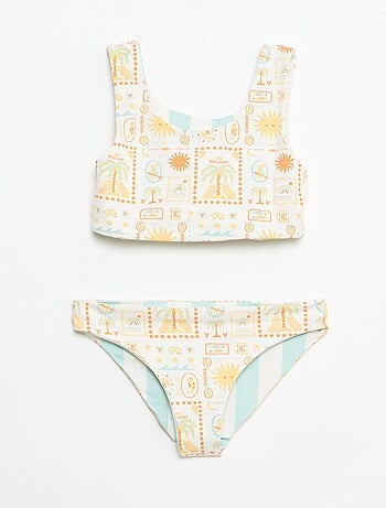 Costume da bagno a fiori reversibile - 2 pezzi
