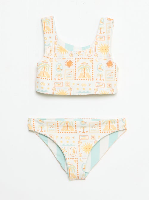 Costume da bagno a fiori reversibile - 2 pezzi - Kiabi