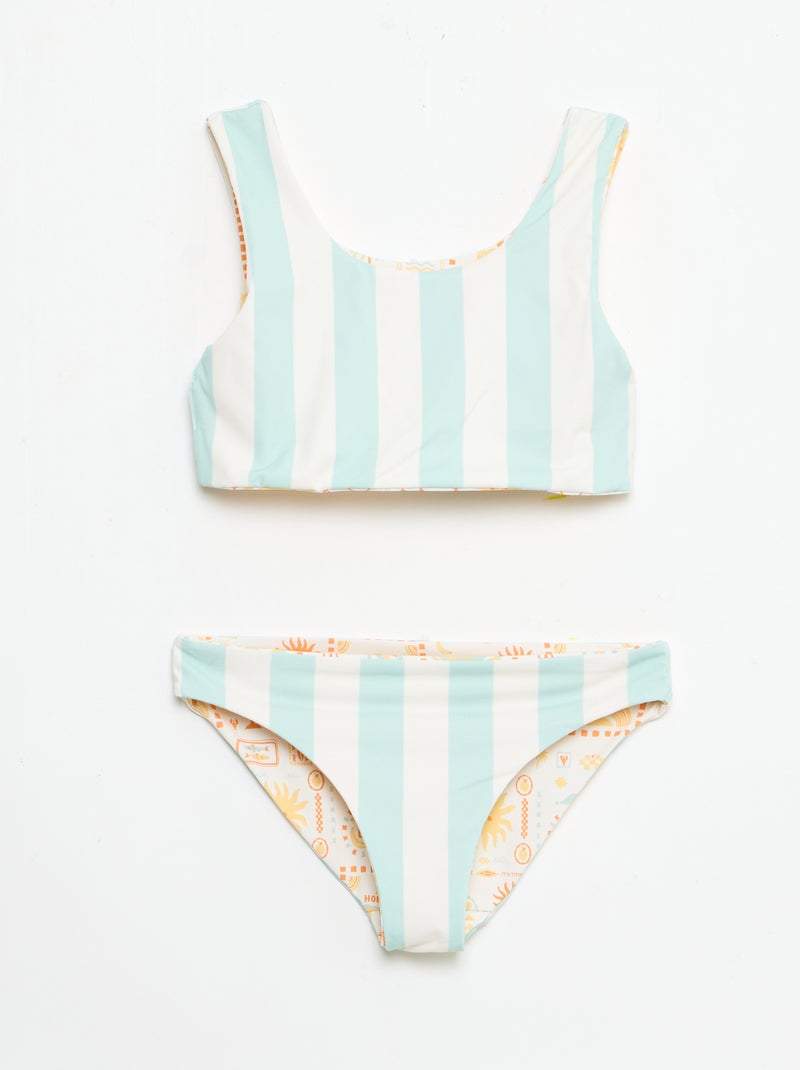 Costume da bagno a fiori reversibile - 2 pezzi Bianco - Kiabi