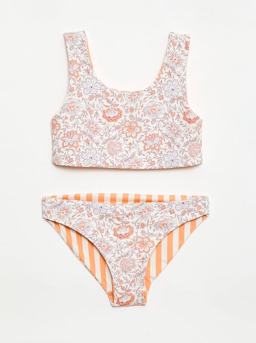 Costume da bagno a fiori reversibile - 2 pezzi - Kiabi