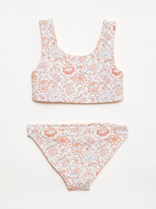 Costume da bagno a fiori reversibile - 2 pezzi - Kiabi