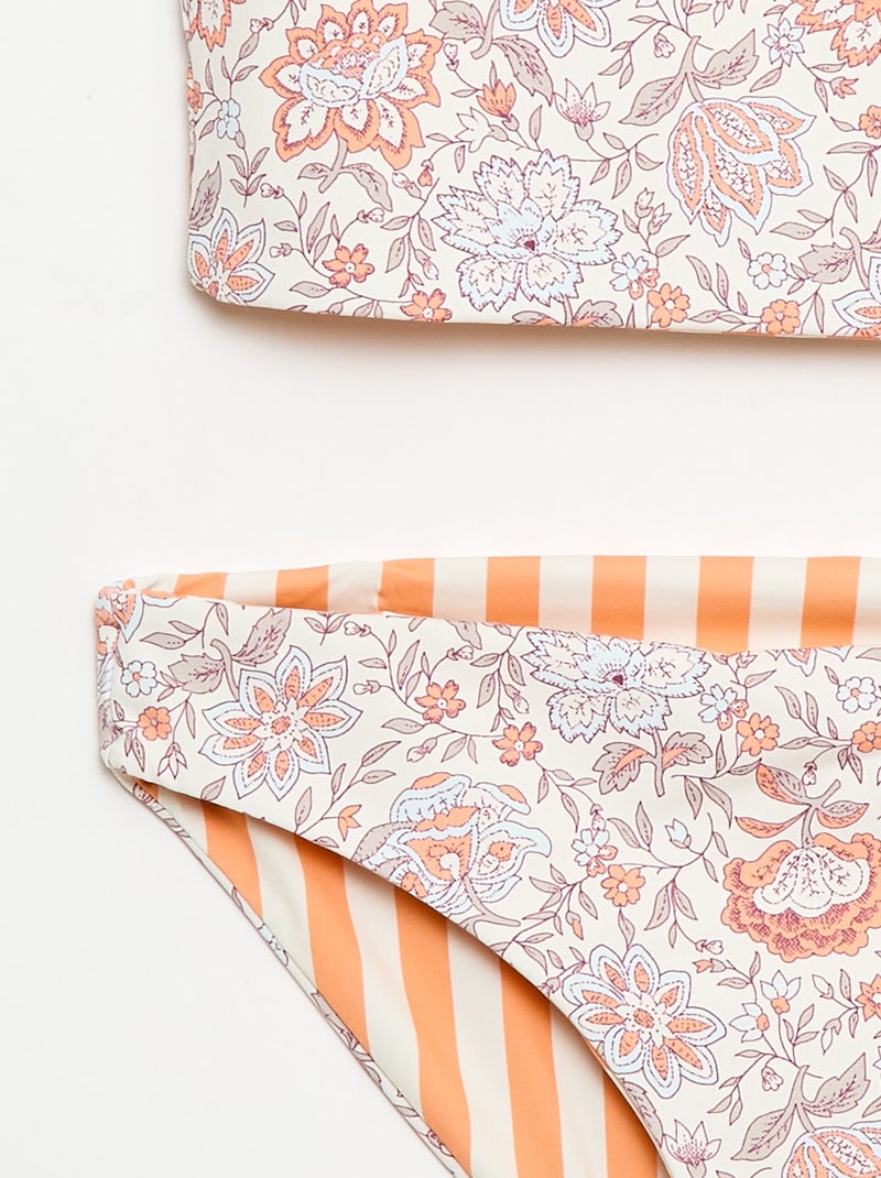 Costume da bagno a fiori reversibile - 2 pezzi Bianco - Kiabi