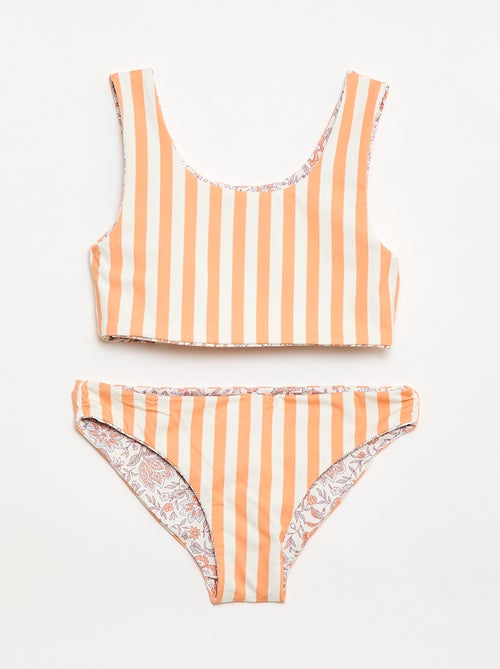 Costume da bagno a fiori reversibile - 2 pezzi - Kiabi