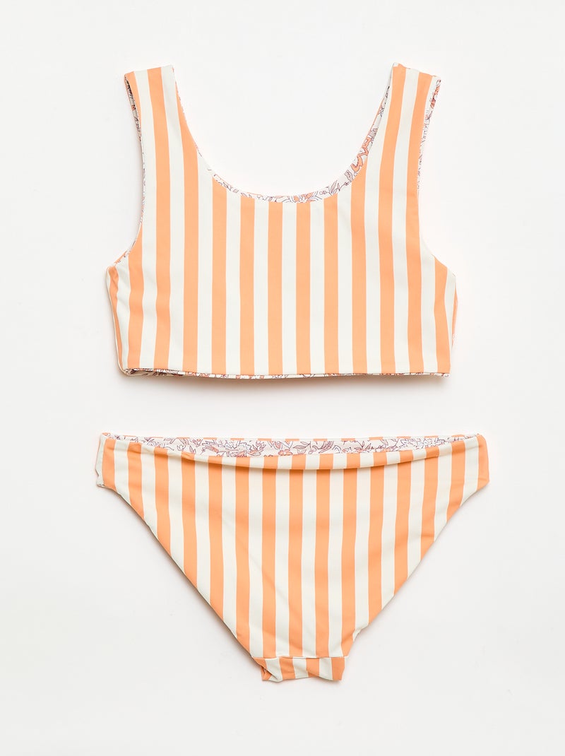 Costume da bagno a fiori reversibile - 2 pezzi Bianco - Kiabi