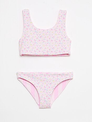 Costume da bagno a fiori reversibile - 2 pezzi