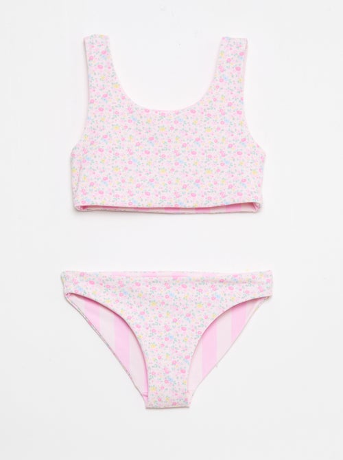 Costume da bagno a fiori reversibile - 2 pezzi - Kiabi