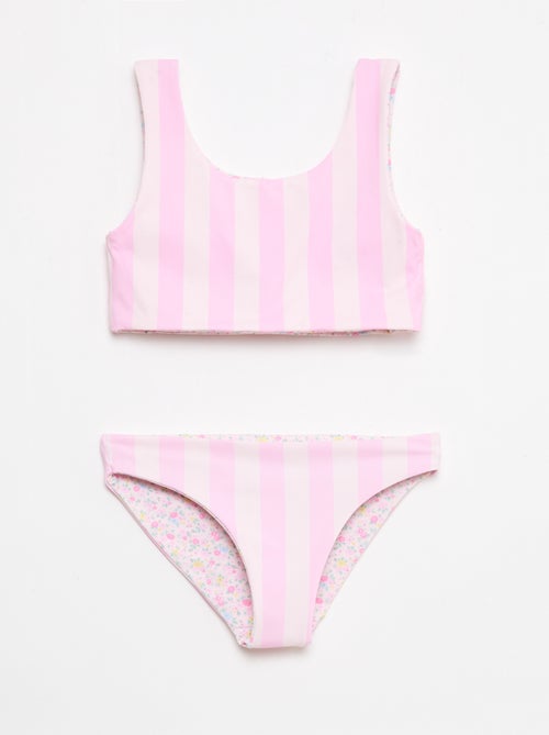 Costume da bagno a fiori reversibile - 2 pezzi - Kiabi