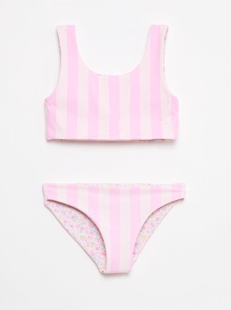 Costume da bagno a fiori reversibile - 2 pezzi Rosa - Kiabi