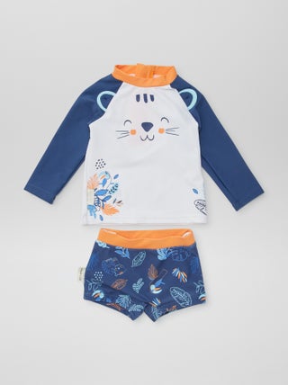 Costume da bagno a maniche lunghe + boxer 'Petit Béguin' - 2 pezzi