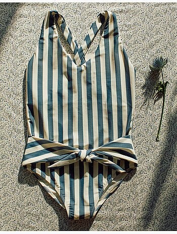 Costume da bagno a righe con cintura You&Me