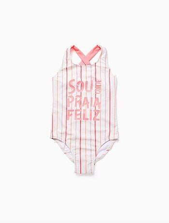 Costume da bagno a righe con stampa frontale