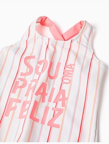 Costume da bagno a righe con stampa frontale