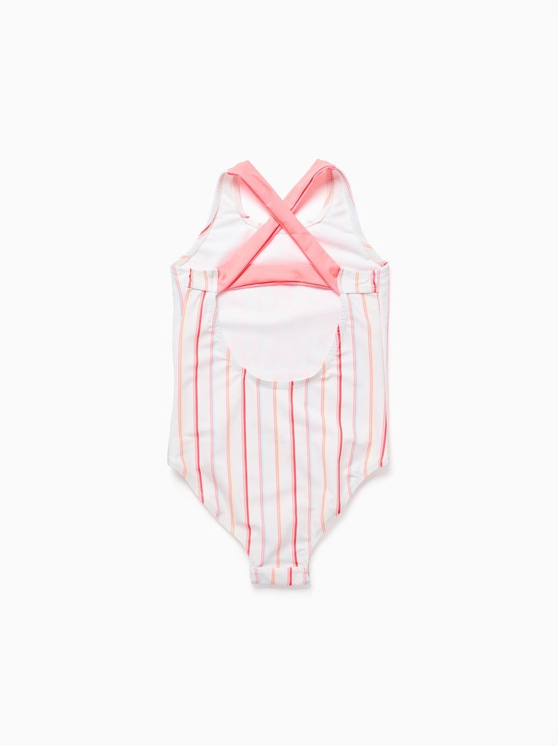 Costume da bagno a righe con stampa frontale Bianco - Kiabi