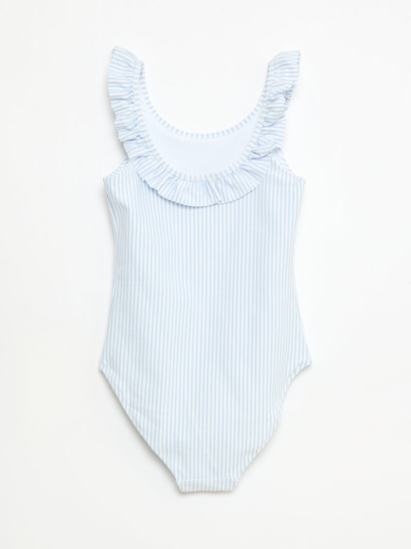 Costume da bagno a righe con volant elasticizzato Blu - Kiabi