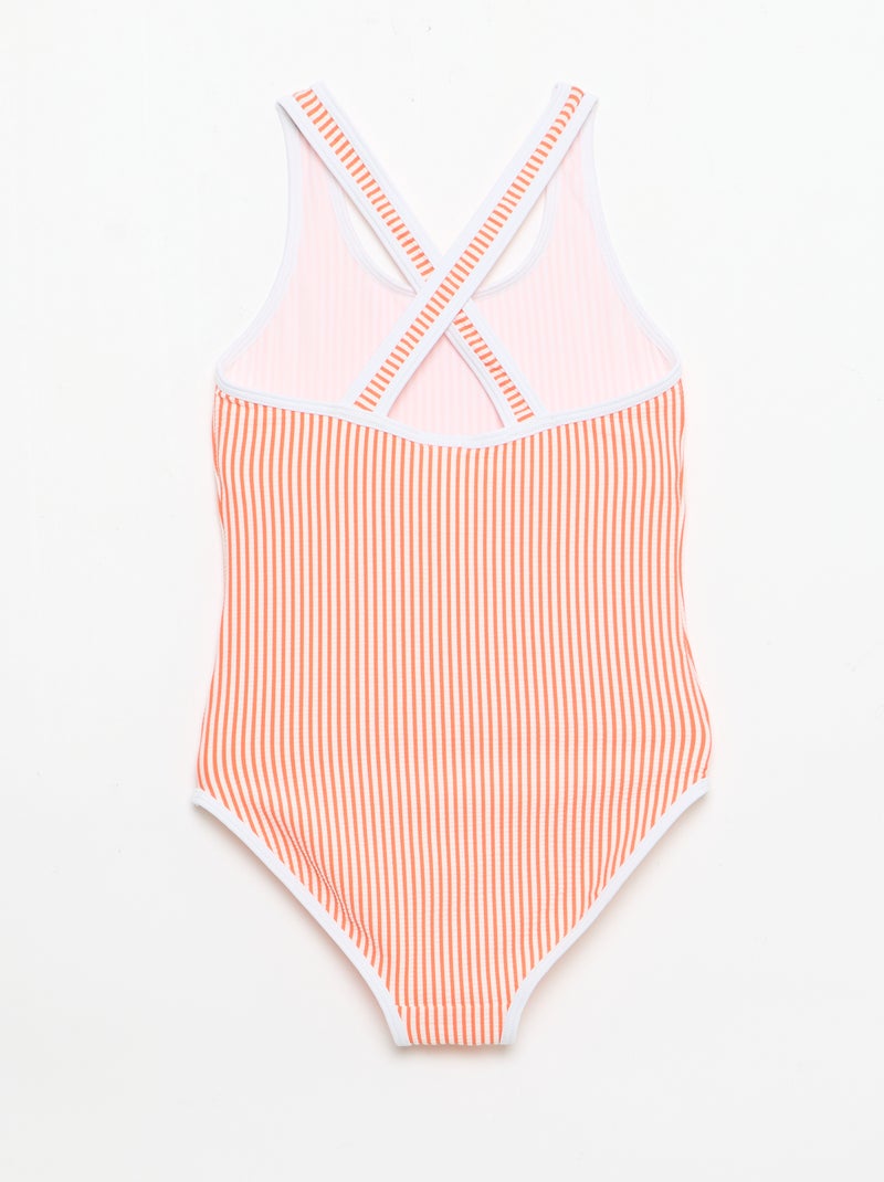 Costume da bagno a righe Rosso - Kiabi