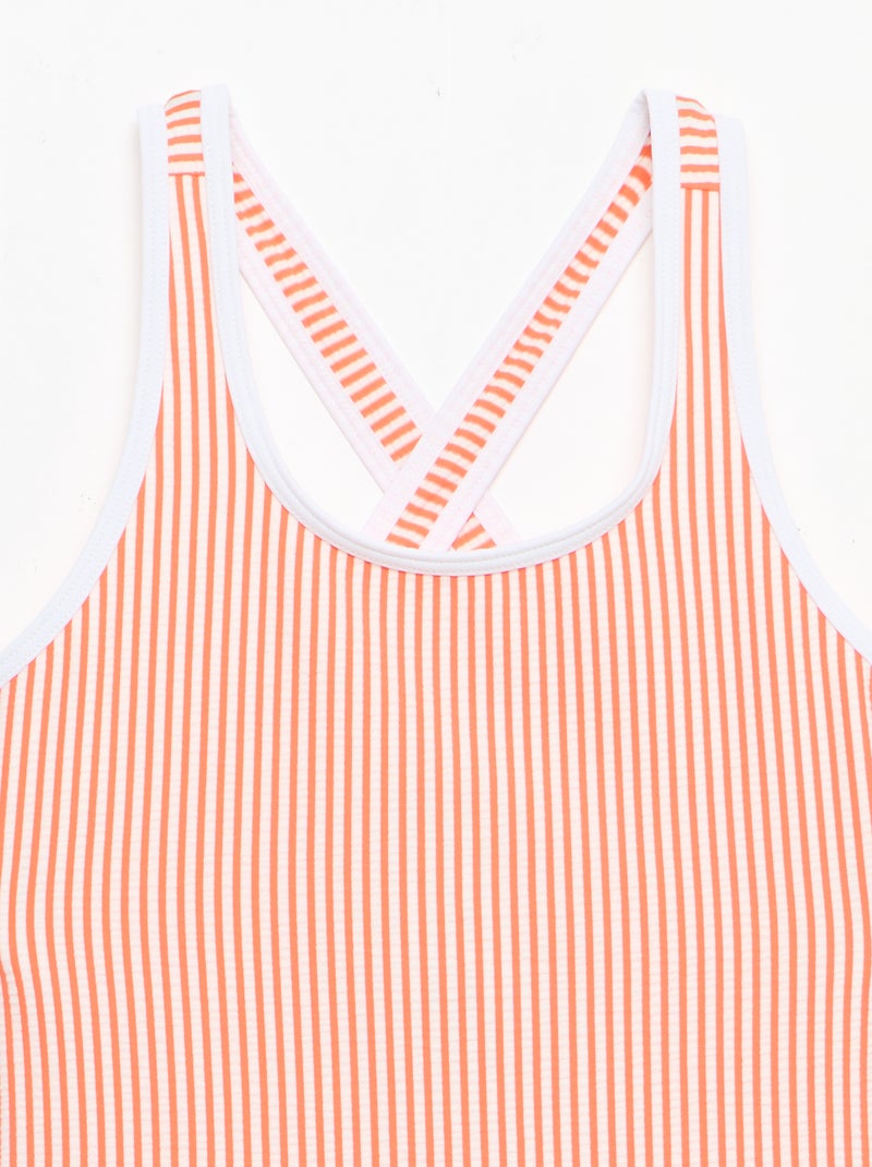 Costume da bagno a righe Rosso - Kiabi
