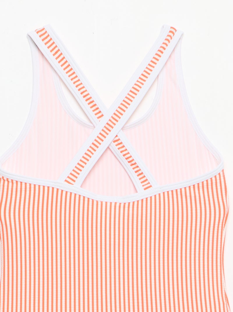 Costume da bagno a righe Rosso - Kiabi