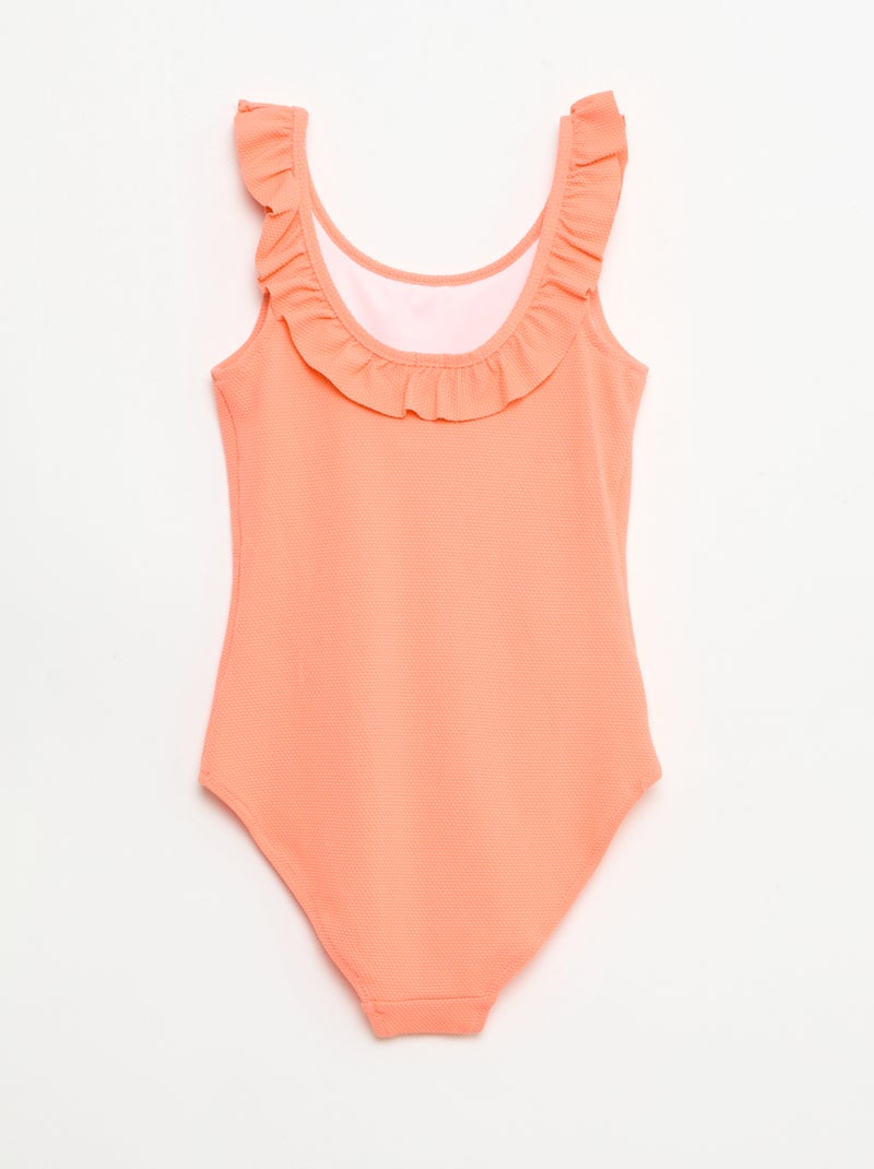 Costume da bagno a tinta unita con volant Arancione - Kiabi