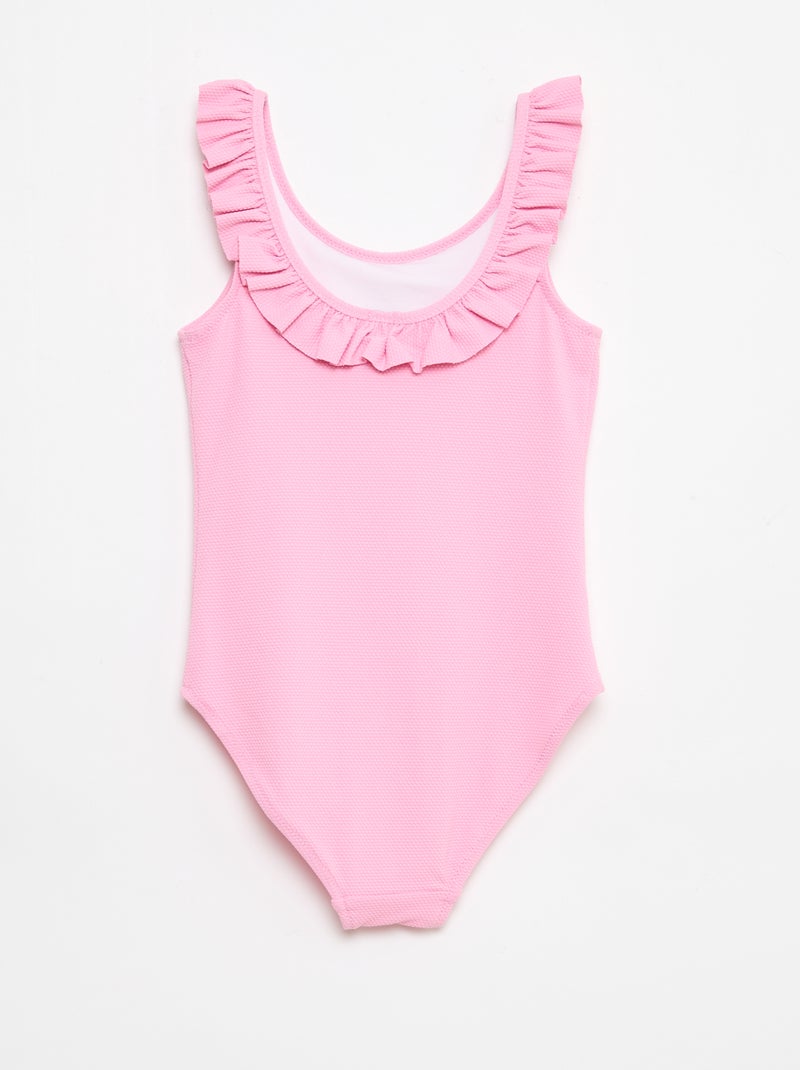 Costume da bagno a tinta unita con volant Rosa - Kiabi