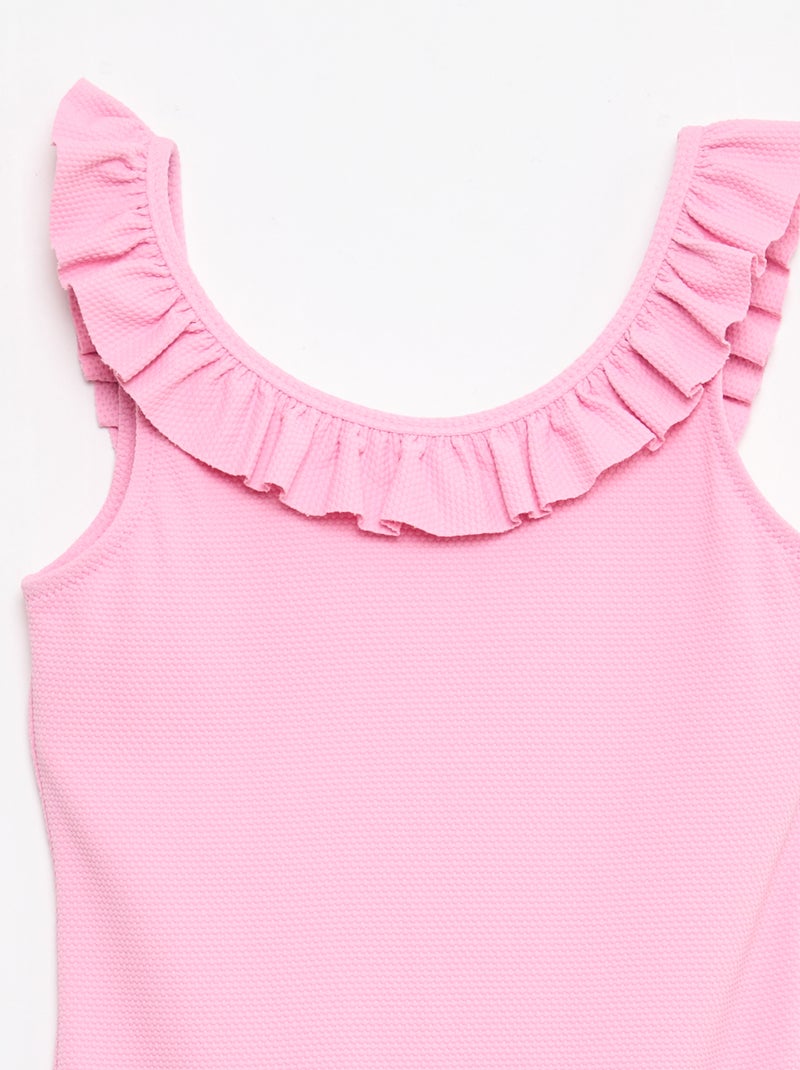 Costume da bagno a tinta unita con volant Rosa - Kiabi