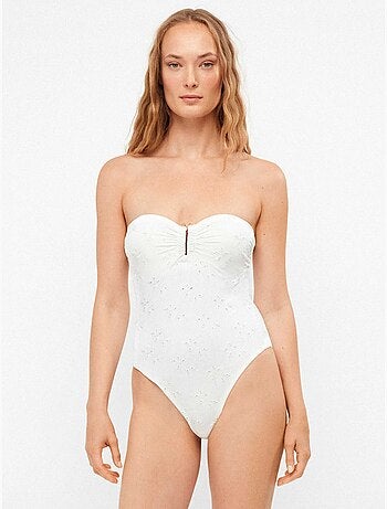 Costume da bagno bandeau in tessuto ricamato