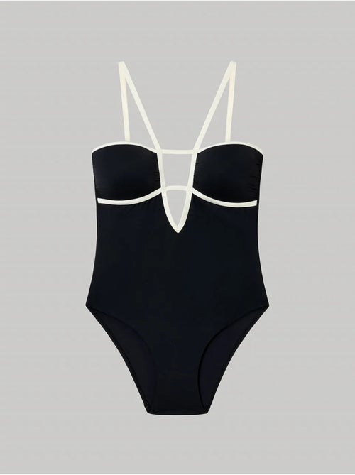 Costume da bagno bicolore con scollo a fascia - Kiabi Costume da bagno bicolore con scollo a fascia - Kiabi