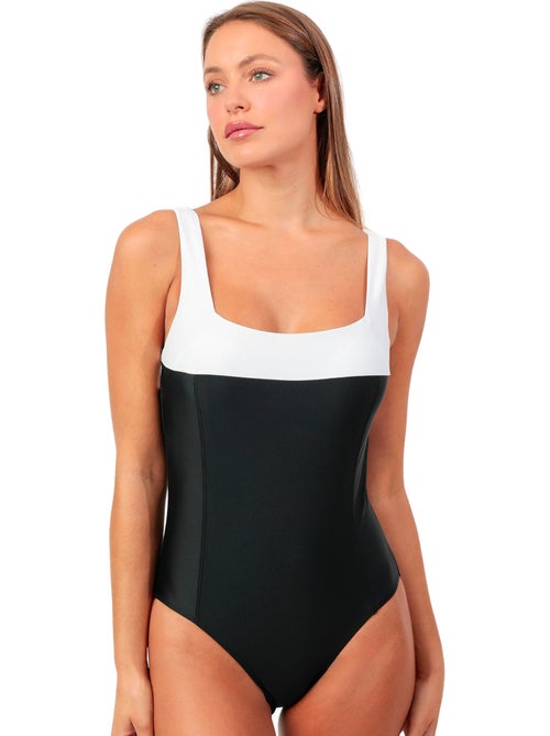 Costume da bagno bicolore snellente ADMAS da donna con scollatura quadrata per donne formose - Kiabi