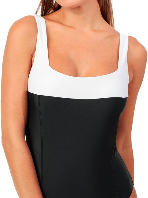 Costume da bagno bicolore snellente ADMAS da donna con scollatura quadrata per donne formose - Kiabi
