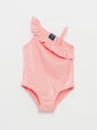 Costume da bagno collo asimmetrico con volant