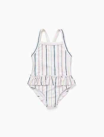 Costume da bagno con a righe etniche e volant B&S