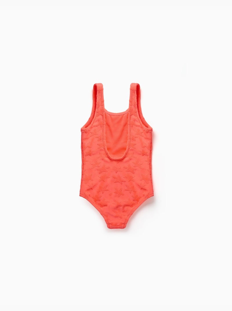 Costume da bagno con motivo a stella in bouclé Arancione corallo - Kiabi